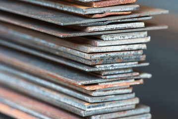 Rusty steel flat bar close-up - 770006509