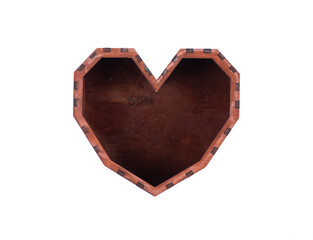 wooden box heart shape isolated on white background