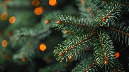 Obraz premium Pine Tree Close Up With Background Lights