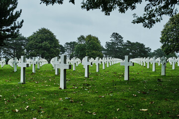 American War Cemetery memorial near Omaha Beach, the place where allied forces landed on the beach of the Normandy to fight back the Nazis in WWII.