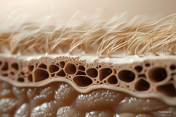 3D Rendering of Human Skin Texture and Hair Root Details - obrazy, fototapety, plakaty