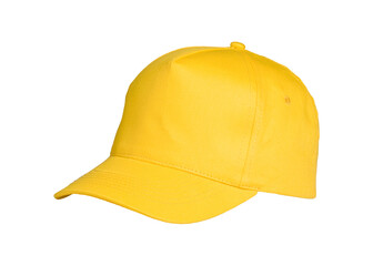 studio photo of baseball cap yellow isolated on white background