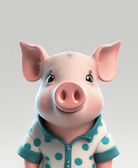 Pig avatar 3D illustration, cartoon Pig profile picture, cute Pig character