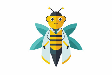 Vector minimalistic t-shirt design with a cute Bee Vector in the image of a doctor on a white background