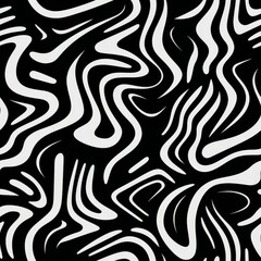 Obraz premium Black and white wavy stripes seamless pattern. Vector background. Modern retro fashion print. Creative optical illusion. Hypnotic wallpaper.