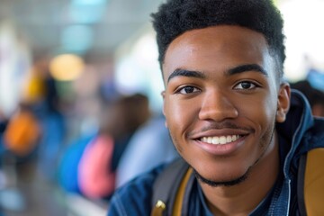Smiling portrait of a young male high school student