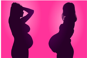 silueta, embarazada, prenatal, amor, gestacion, silueta, vector, embarazo, mujer, familia, ilustracion