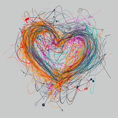 Heart Shape in Chaotic Lines (Generative AI)