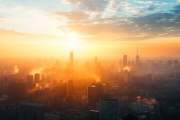 Fototapeta premium Futuristic City Network with Digital Connections, Modern Architecture, and Advanced Technology Design