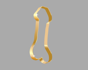 Golden ribbon in shape of male reproductive organ. Gold ribbons. Vector illustration.