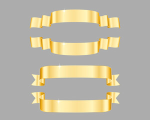 Ribbon banner set. Golden ribbons. Vector illustration. - 770014156