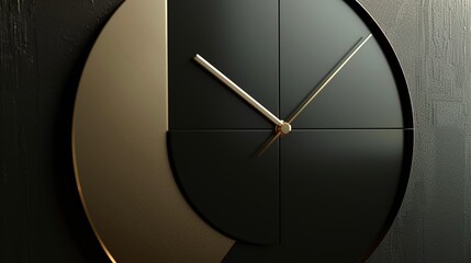 A detailed shot of a designer wall clock, featuring a unique asymmetrical design, minimalist face, and metallic accents, adding contemporary flair to a living room or office space.