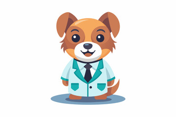 vector minimalistic t-shirt design with a cute Dog in the image of a doctor on a white background