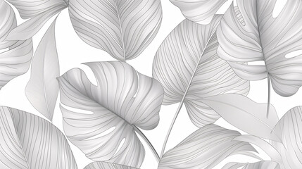 Patrón botánico abstracto en tonos blanco y negro - obrazy, fototapety, plakaty