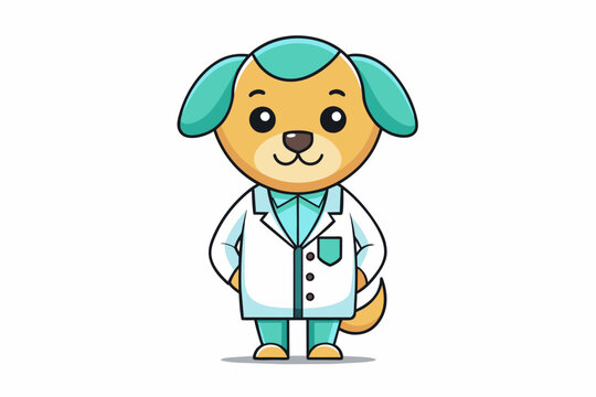 vector minimalistic t-shirt design with a cute Dog in the image of a doctor on a white background