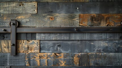 A detailed shot of a modern sliding barn door, featuring reclaimed wood panels, sleek hardware, and a rustic yet refined aesthetic, adding charm to any interior space.