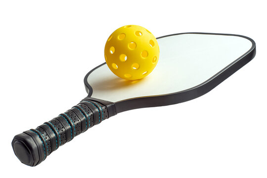 Pickleball Paddle and Ball on a white background