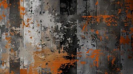 Grunge Urban texture, grungy with shades of gray, black, and rusty orange background.