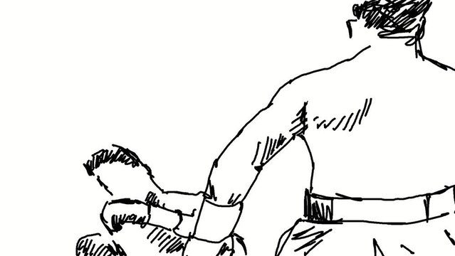 Sketch animation of two boxers fighting.