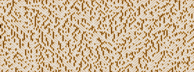 Glowing orange labyrinth background, abstract tech maze pattern texture
