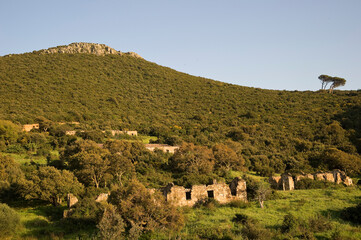 Industrial buildings and machine of abandoned Mine of Montevecchio in Sardinia, Arbus, Guspini,...