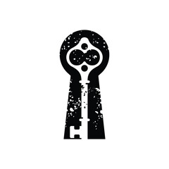 Secret Key hole skeleton logo design