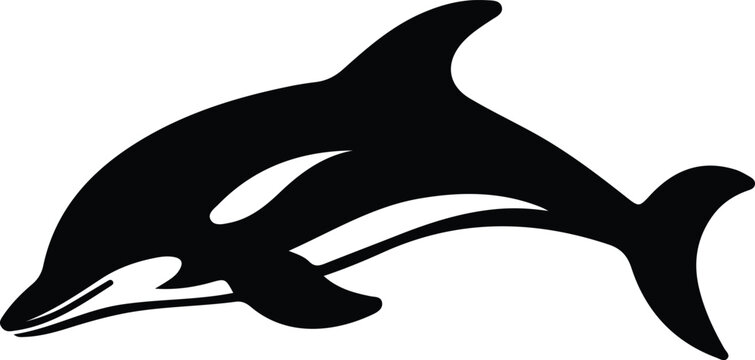 black and white dolphin swimming clip art preview