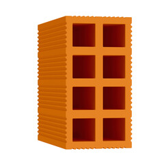 3D Brick Masonry: 8-Hole Perforated Brick with Transparent Background