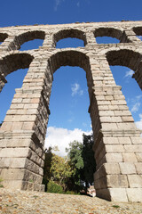Segovia ancient roman aqueduct in Spain , Europe ; Unesco  World heritage site - 770022711