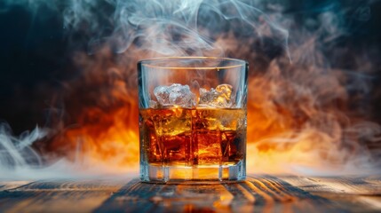 Whiskey Glass With Ice on Table