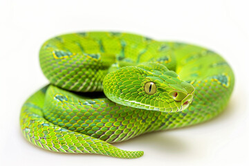 Obraz premium Green pit viper (Asian pit viper) isolated on white