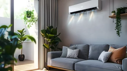 Foto op Aluminium Energy efficient air conditioner with fresh natural in a modern living room. © Prasanth