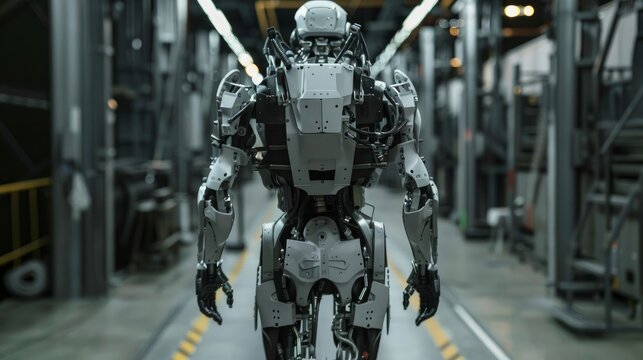 A futuristic exoskeleton suit for enhanced physical abilities