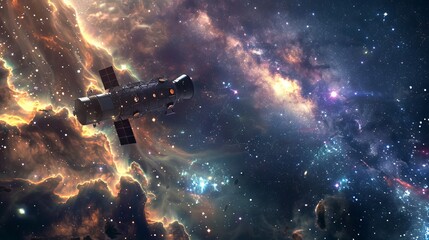 Obraz premium A space telescope pointed towards distant galaxies