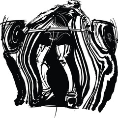 vector illustration of the weightlifter lifting weights