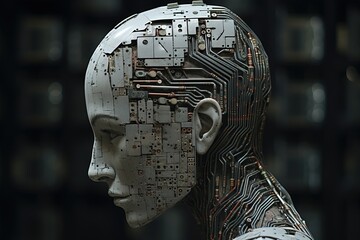 Portrait of an artificial intelligence cyborg - 770025575