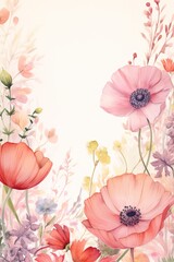 Watercolour flowers with copy space