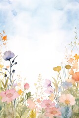 Watercolour flowers with copy space - 770025752