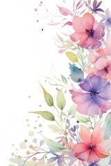 Watercolour flowers with copy space - 770025760