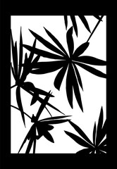 Leaves wall paintings monochrome. Not AI. Vector illustration