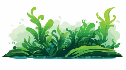 Cartoon seaweed flat cartoon vactor illustration is