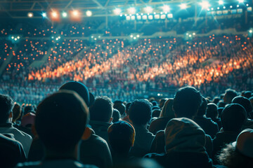 A crowd of people are watching a concert