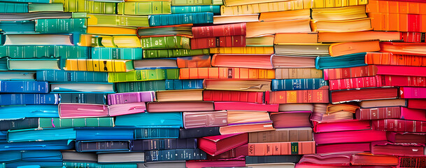 stack of colorful books