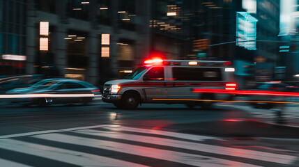 Fototapeta na wymiar Ambulance on emergency vehicle in motion blur