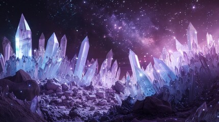 A valley of giant crystals that light up with the stars at night