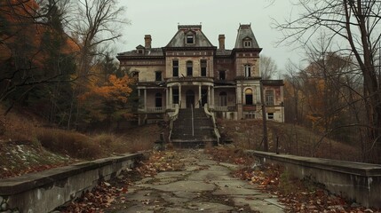 An eerie, abandoned asylum on a hill