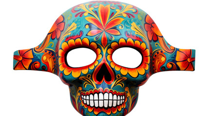 Colorful skull mask adorned with vibrant flowers