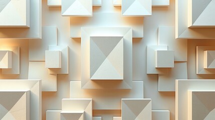 A pattern of three-dimensional cubes. Abstract mosaic of beige squares