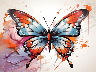 butterfly on a flower painting style