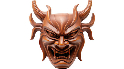 A mysterious mask with horns resembling a demons head, exuding an aura of deceit and malevolence